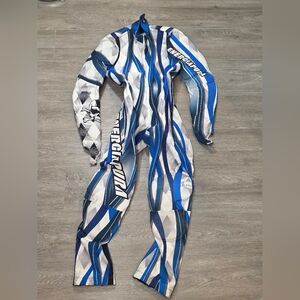 ENERGIAPURA Ski Racing Suit Padded Mens M Catsuit Speed Suit Lycra Blue White